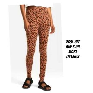 Cheetah Leopard Animal Print Leggings Pull On Size Small Stretch High Waist Rise